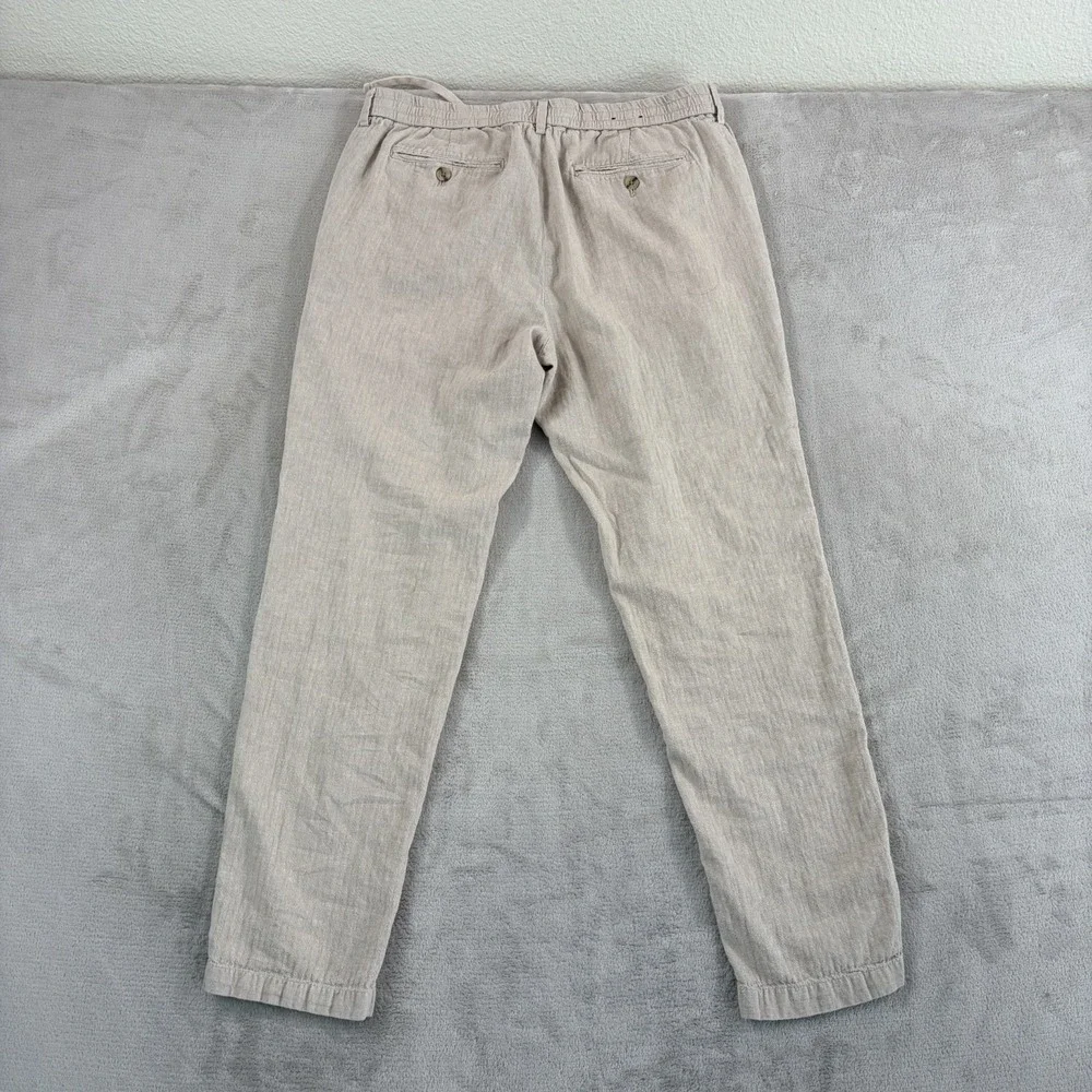 Banana Republic Linen Blend Slim Fit Zip/Drawstring Waist Pants Beige Men 34x29